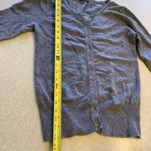 Vila Milano Cardigan Sweater Size Small Gray Jewel Button Up Long Sleeves - Picture 6 of 9